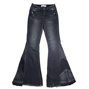Buckle Bridge by GLY Super Flare Festival Grunge Jeans Black High Rise Women 27